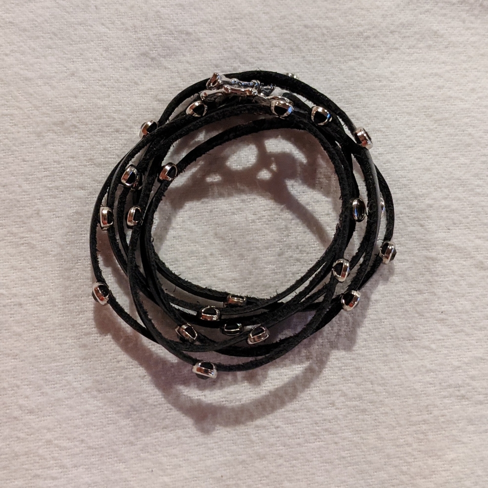 Leather & Crystal Wrap Bracelet
